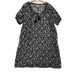 Old Navy Dress Womens XXL Black White Tigers Printed Lined Vacation Resort